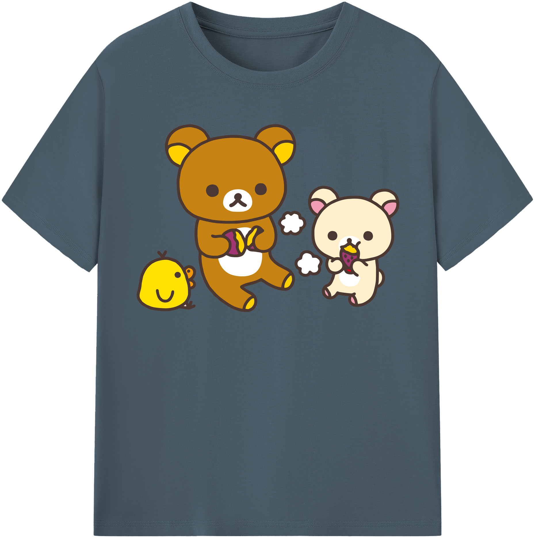 （画像用） リラックマ リラックマ キイロイトリ Rilakkuma Korilakkuma Kiiroitori 綿100％半袖Tシャツ（フロントプリント）